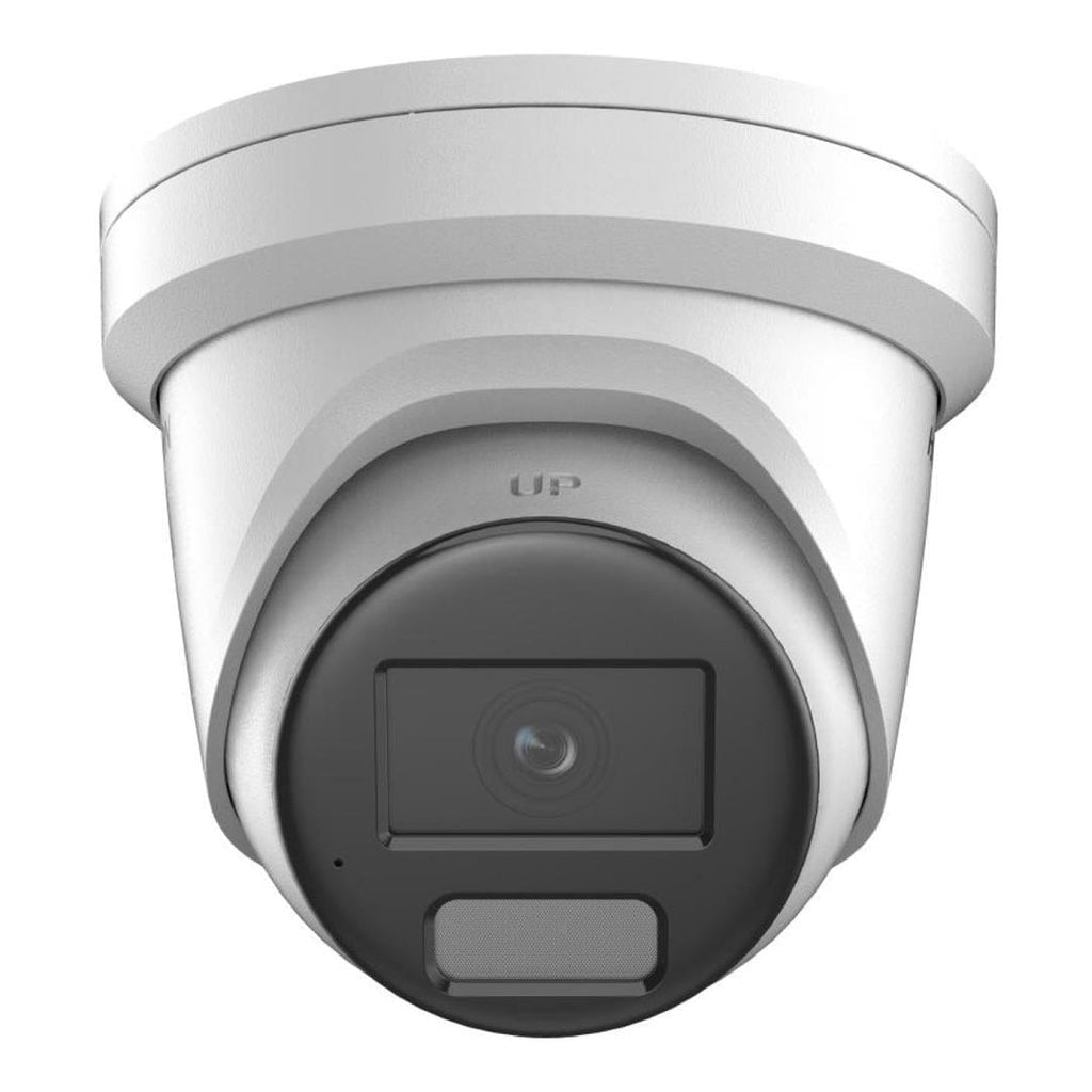 Hikvision 4MP AcuSense IP turret camera, 2.8mm (CC435-8) — Front lens view