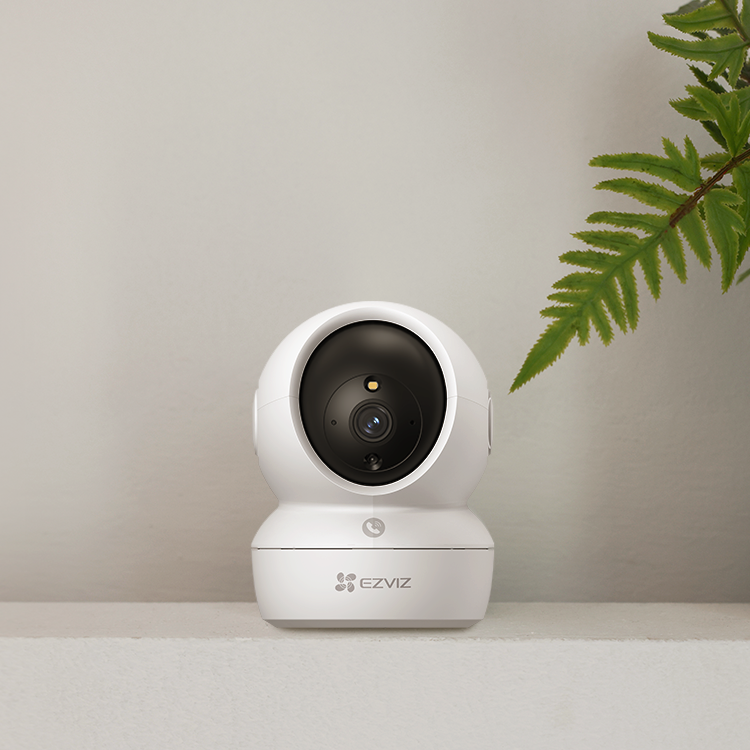 EZVIZ H6c Pro 2MP indoor pan-and-tilt Wi-Fi camera (CC599-17) — Camera on a shelf