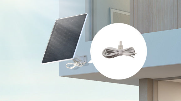 EZVIZ 8W USB-C solar panel (CC599-7-1) — Panel with mounting bracket and cable