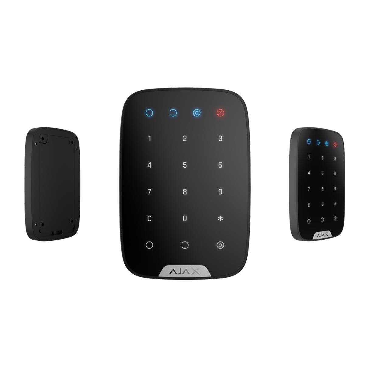 Ajax wireless KeyPad, black (CP430B) — Front rear and side views