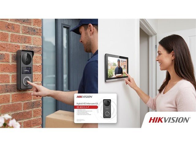 Hikvision hybrid villa analogue video intercom kit (LK499-2) — Door station and indoor screen in use