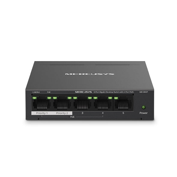 Mercusys MS105GP 5-port switch, 4 PoE+ ports (NW850-2) — Front ports