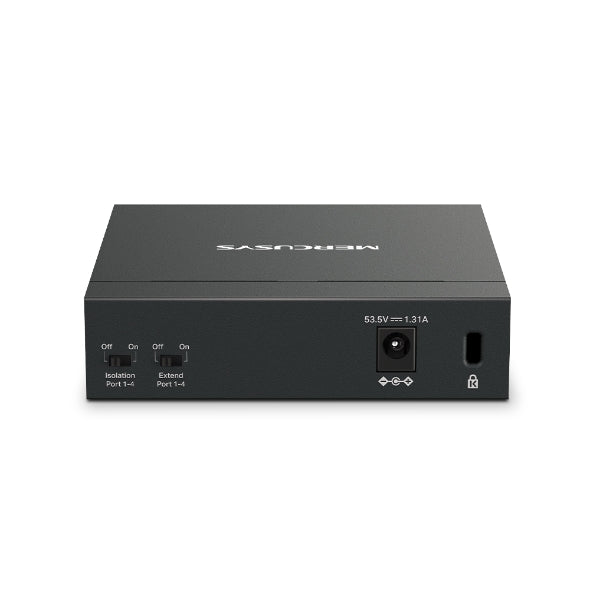 Mercusys MS105GP 5-port switch, 4 PoE+ ports (NW850-2) — Rear ports and power input