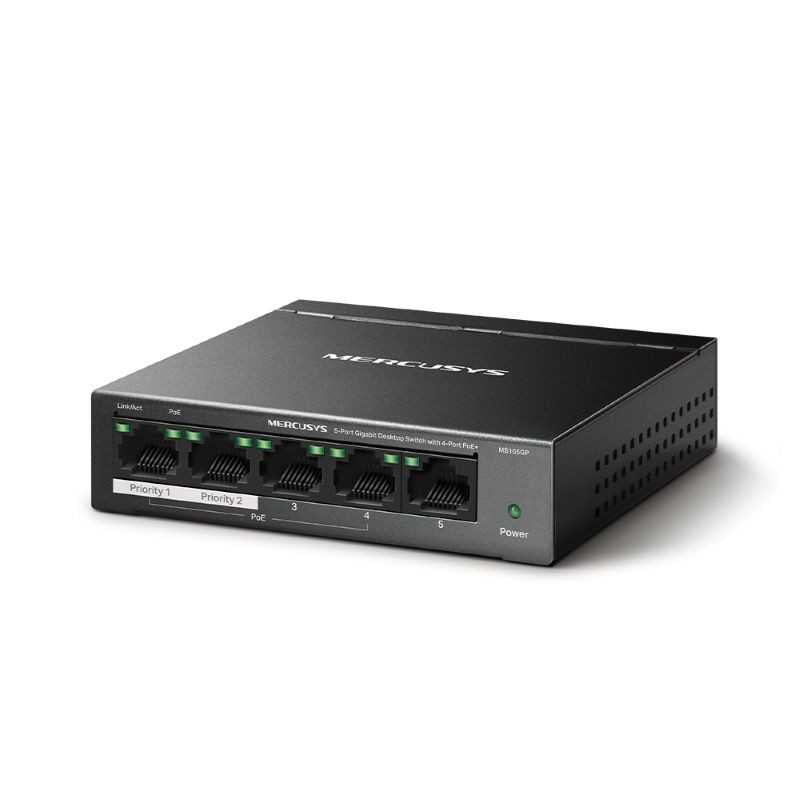 Mercusys MS105GP 5-port switch, 4 PoE+ ports (NW850-2)